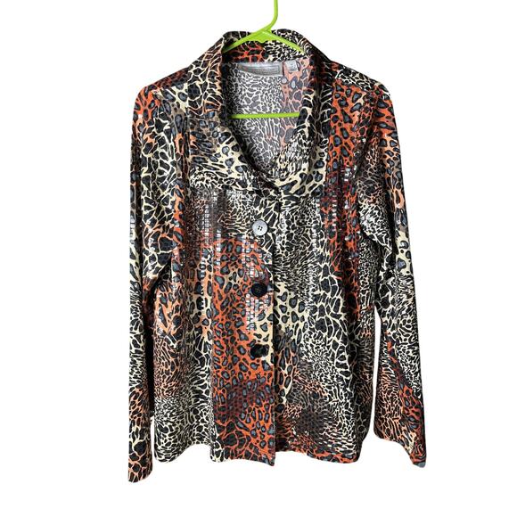 Simonton says designed by George Simonton women’s M leopard print jacket vintage - Picture 1 of 5
